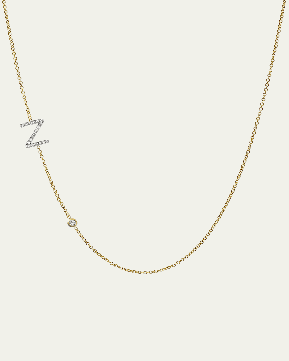 14K Yellow Gold Diamond Initial Z Necklace